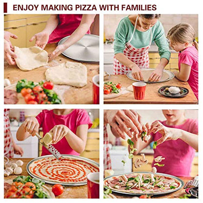 TeamFar Pizza Pan, Stainless Steel 12 Inch Pizza Pan Tray Round Pizza Oven Baking Pan, Healthy & Heavy Duty, Dishwasher Safe & Easy Clean