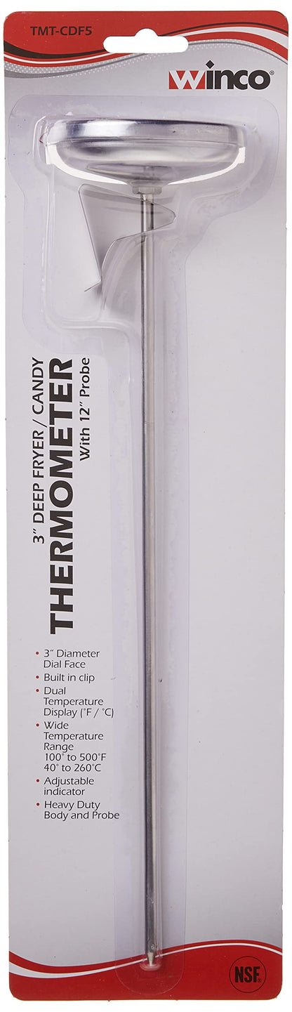 Winco - TMT-CDF5 3-Inch Dial Deep Fry/Candy Thermometer with 12-Inch Probe