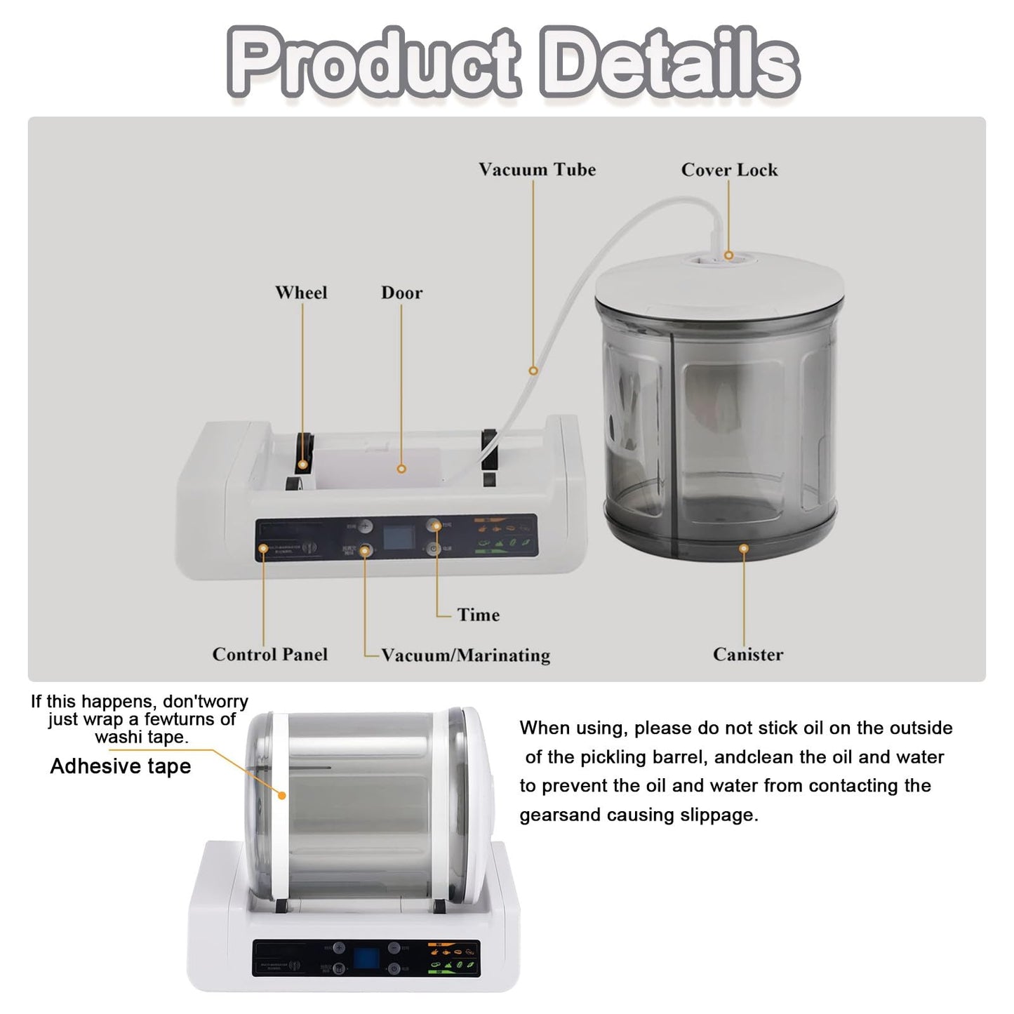 Commercial Automatic Vacuum Tumbler Marinating Machine 5L | Industrial Meat & Vegetable Tenderizer with LED Display + 20 Gloves | Auto Shut-Off, 0-10H Timer for BBQ/Restaurants