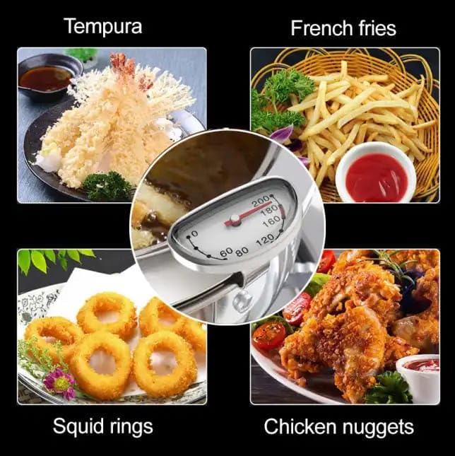 Deep Fry Thermometer with Instant Read – Waterproof Digital Cooking Thermometer for Oil, Meat, BBQ, and Baking – Long Probe for Safe and Accurate Temperature Readings