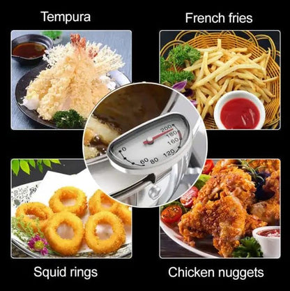 Deep Fry Thermometer with Instant Read – Waterproof Digital Cooking Thermometer for Oil, Meat, BBQ, and Baking – Long Probe for Safe and Accurate Temperature Readings