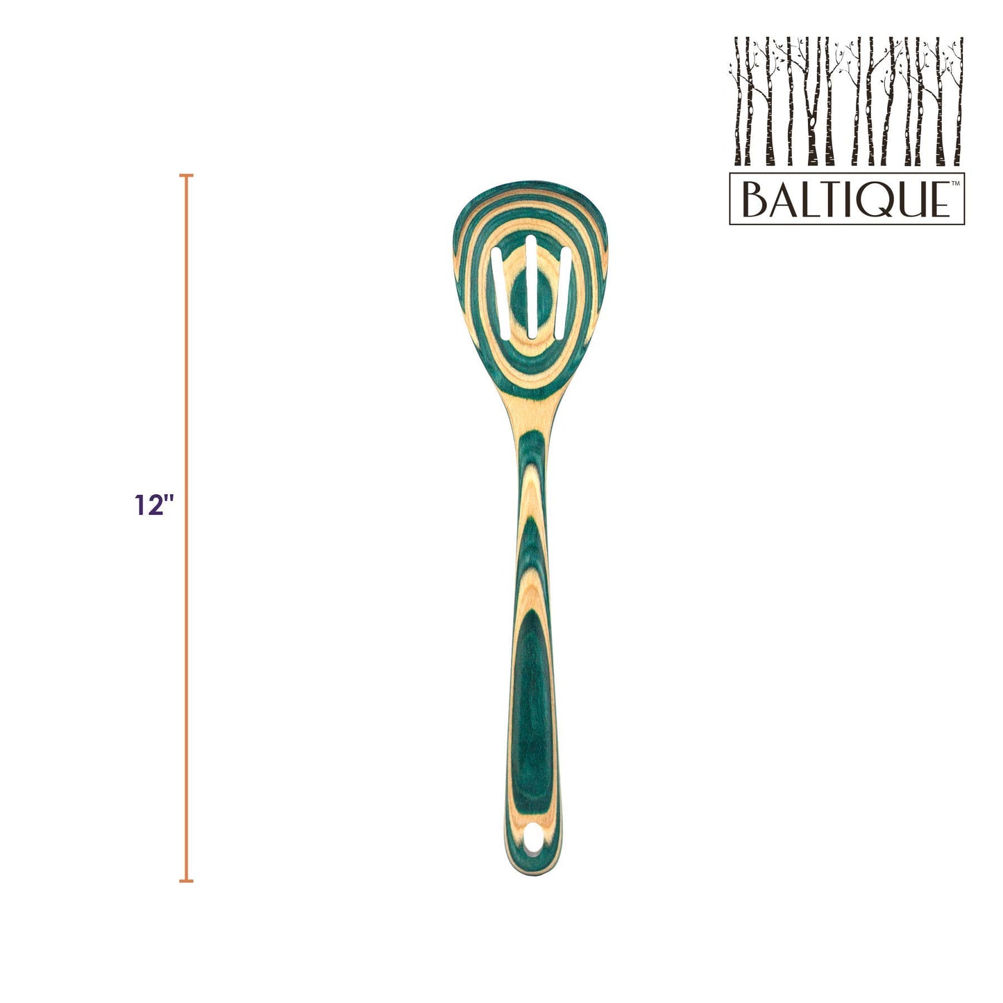 Totally Bamboo Baltique Mykonos Collection 12-1/2" Wooden Cooking Spoon, Safe for Nonstick - Slotted Spoon