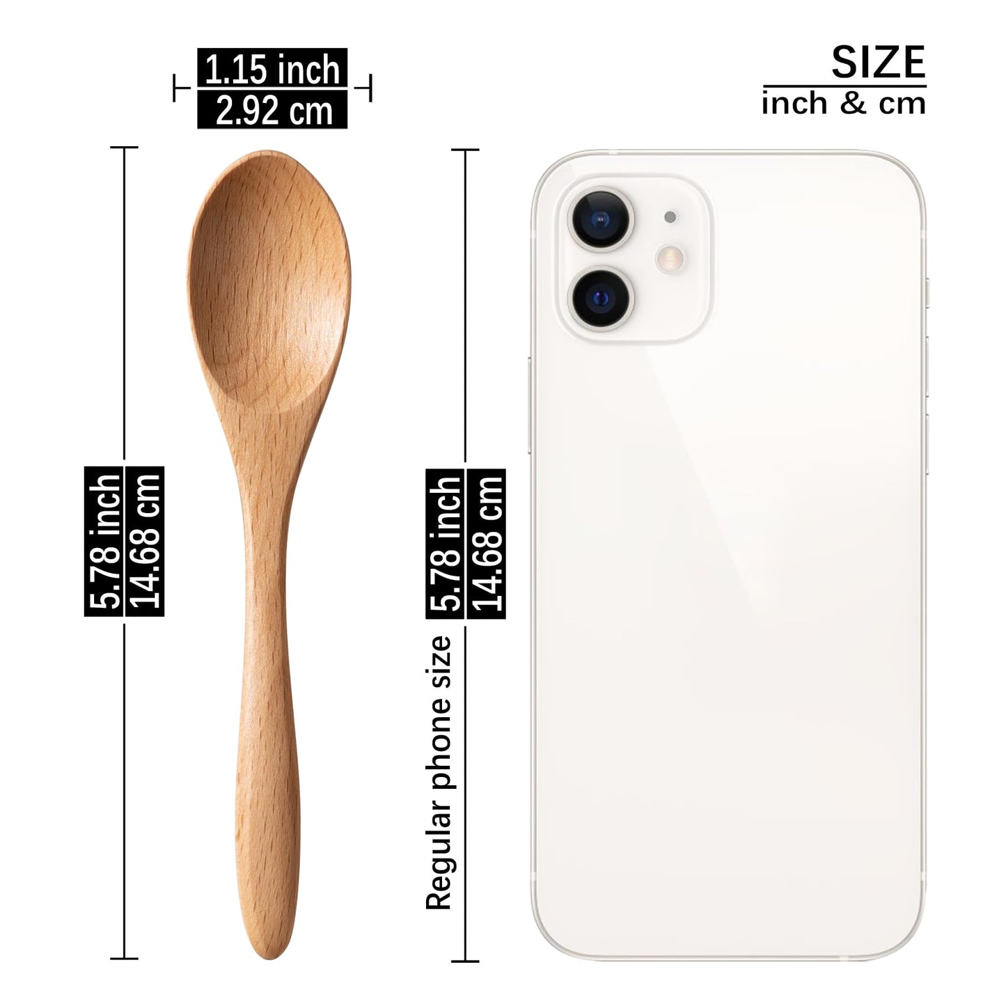 Hefild 7 PCS Small Wooden Spoons, 5.8 Inch Honey Spoons for Tea, Beech Wooden Honey Teaspoon for Coffee, Little Tiny Wood Spoons, Bamboo Table Spoon for stirring, Wooden Spoons for Utensils Set