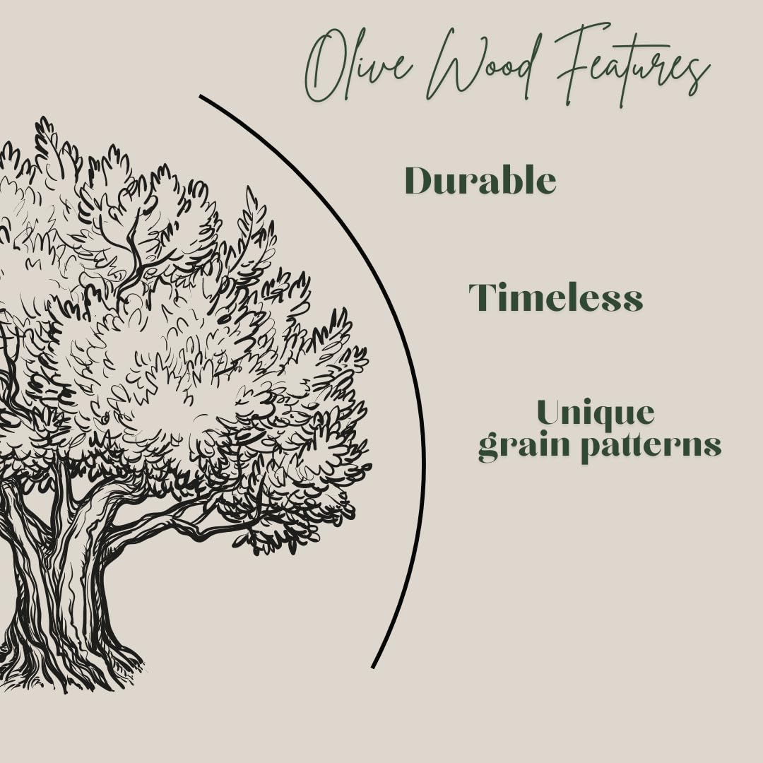 Olive Wood Serving Spoon - 10'' Artisan Utensil, Fair-Trade, Handcrafted Serving Utensils, Olive Wood Utensils, Wooden Cooking Spoon, Includes 2 Greek Recipes - LESVOS WOODCRAFT