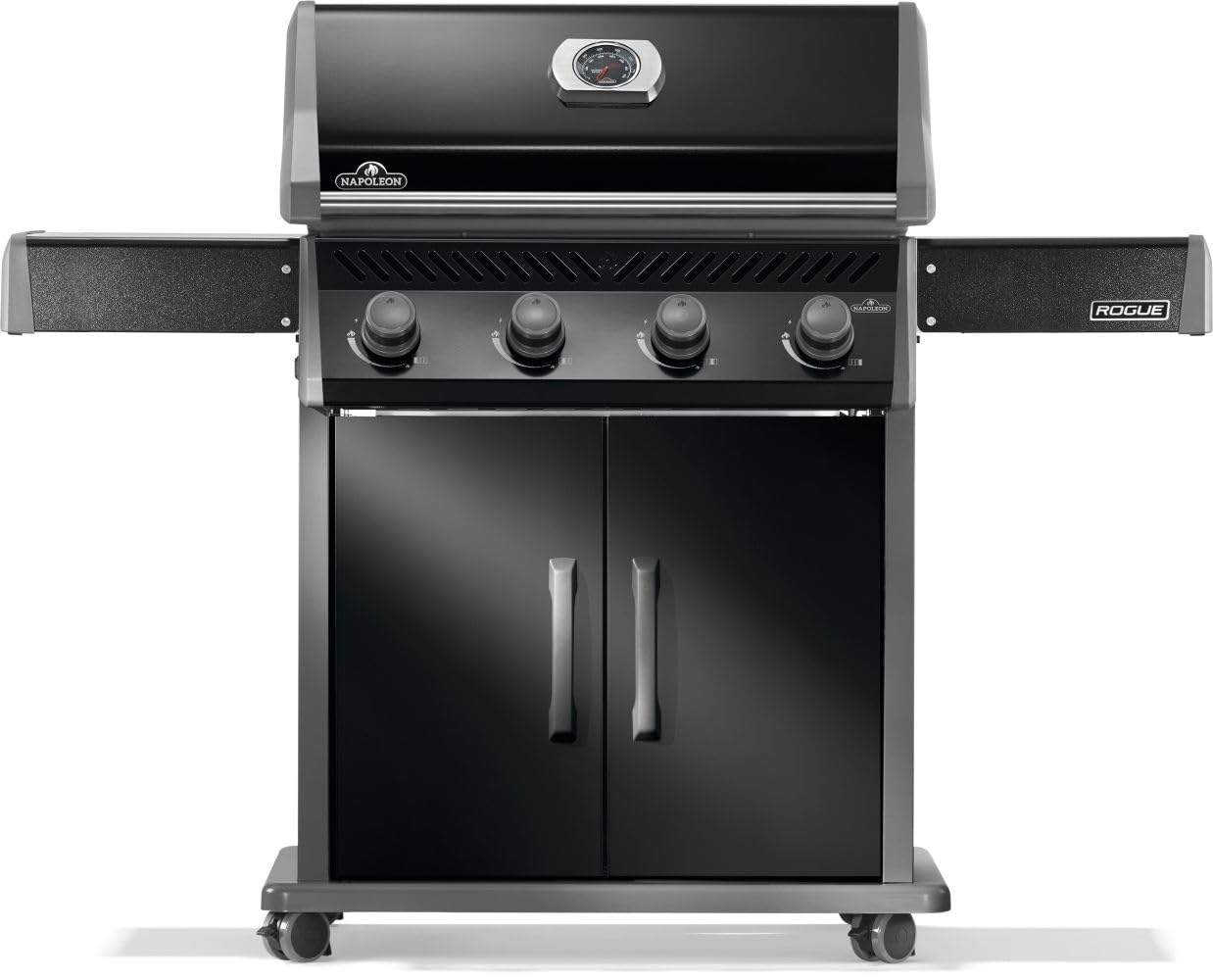 Napoleon Rogue 525 Natural Gas Grill, Black, Stainless Steel Grids, Durable 4-Burner BBQ