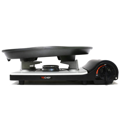 TECHEF - Stovetop Korean BBQ Non-Stick Grill Pan with Agni Portable Gas Stove Burner, Made in Korea (Grill Pan w Stove)