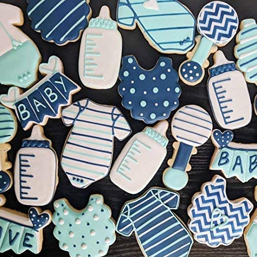Ann Clark 7-Pc. Baby Shower Cookie Cutter Set, Made in USA, Baby Onesie, Footie Pajamas, Bottle, Rattle, Bib, Footprint and Carriage