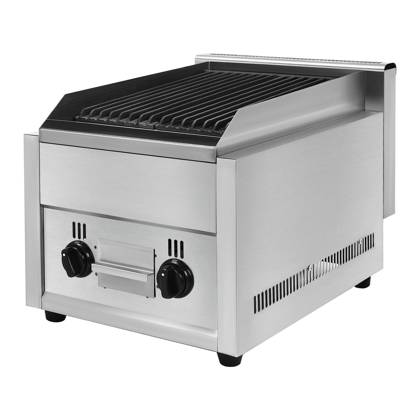 Commercial Radiant Broiler, 2 Burner Indoor Smokeless BBQ Grill Commercial Countertop Gas Charbroilers, LPG & Propane Gas Yakitori Grill Indoor Barbecue Griddle with Removable Grill Plate