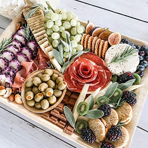 Charity Leaf Disposable Palm Leaf 14" x 10" Trays (10 pieces) Bamboo Like Serving Platters, Disposable Boards, Eco-Friendly Dinnerware For Weddings, Catering, Events