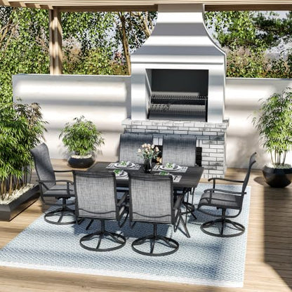 Pamapic 7-Piece Patio Dining Furniture Set with Swivel Chairs, Outdoor Table & 6 Textilene Chairs for Garden, Backyard, Pool, Deck, Gray