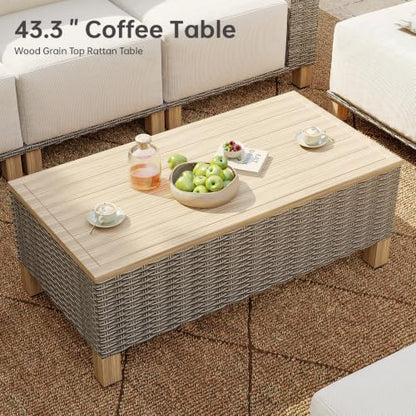LazySunsets Patio Furniture Set, Outdoor Sectional with 9.5'' Thick Cushion