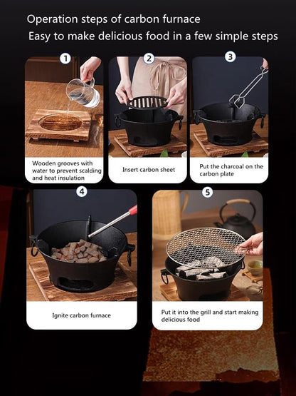 BBQ Charcoal Grill, cast iron charcoal grill,Hibachi Grill,Mini Charcoal Grill Camping Stove Portable Barbecue Stove, Stove for Indoor Outdoor Picnic BBQ Party,Home Picnic, Camping (10.2)