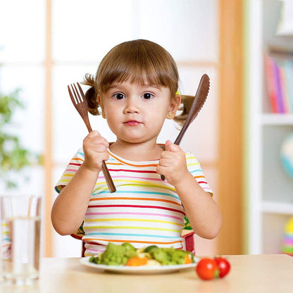 Wooden Utensil Flatware Set Reusable Utensils Travel Cutlery Set for Eating with Case, 10 Pcs Wooden Spoon and Fork Set Bamboo Flatware Set