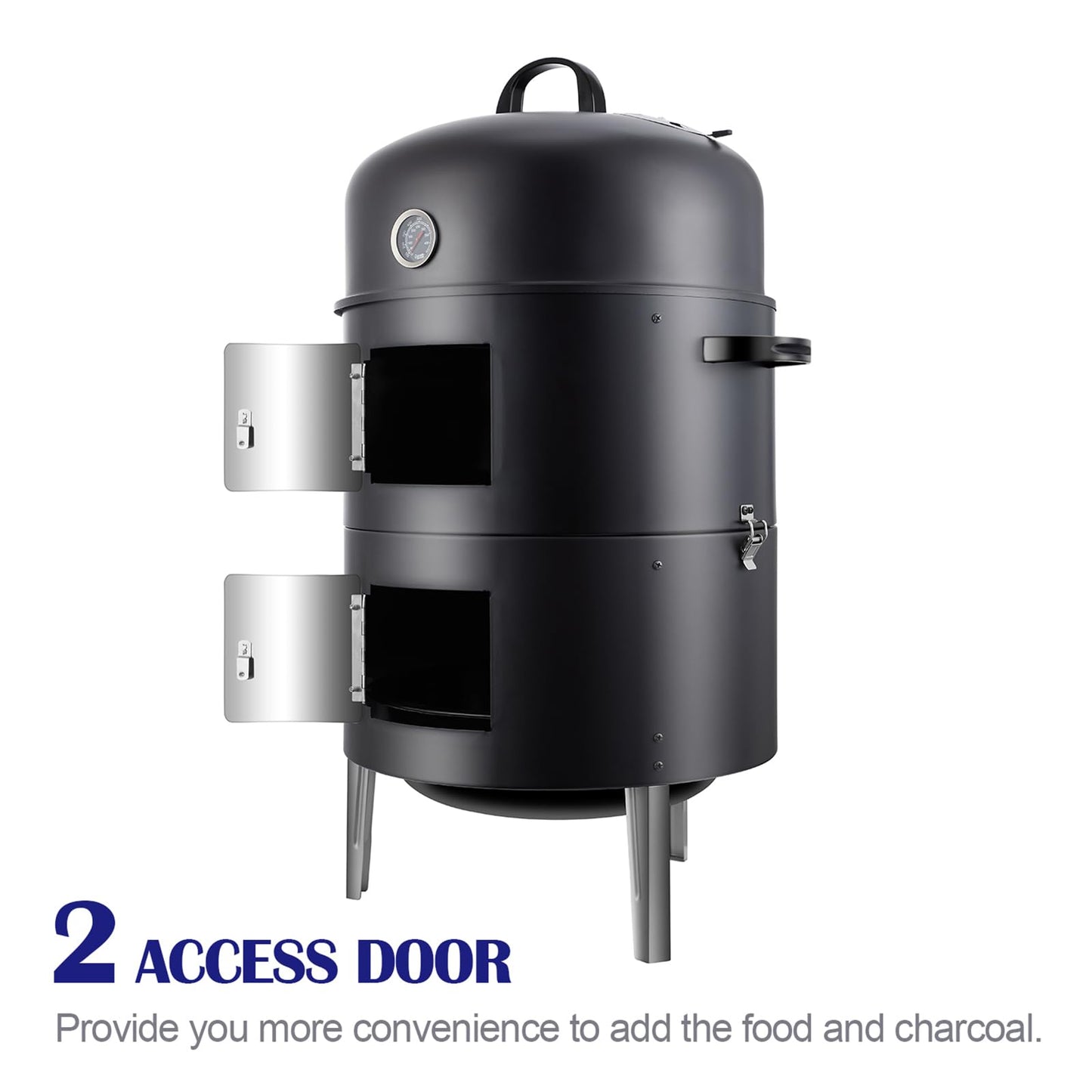 Realcook BBQ Charcoal Smoker Grill: Premium Meat BBQ Smokers with Cover - Vertical Charcoal Barbecue Grill Combo for Outdoor Cooking Patio Backyard Grilling Tailgating