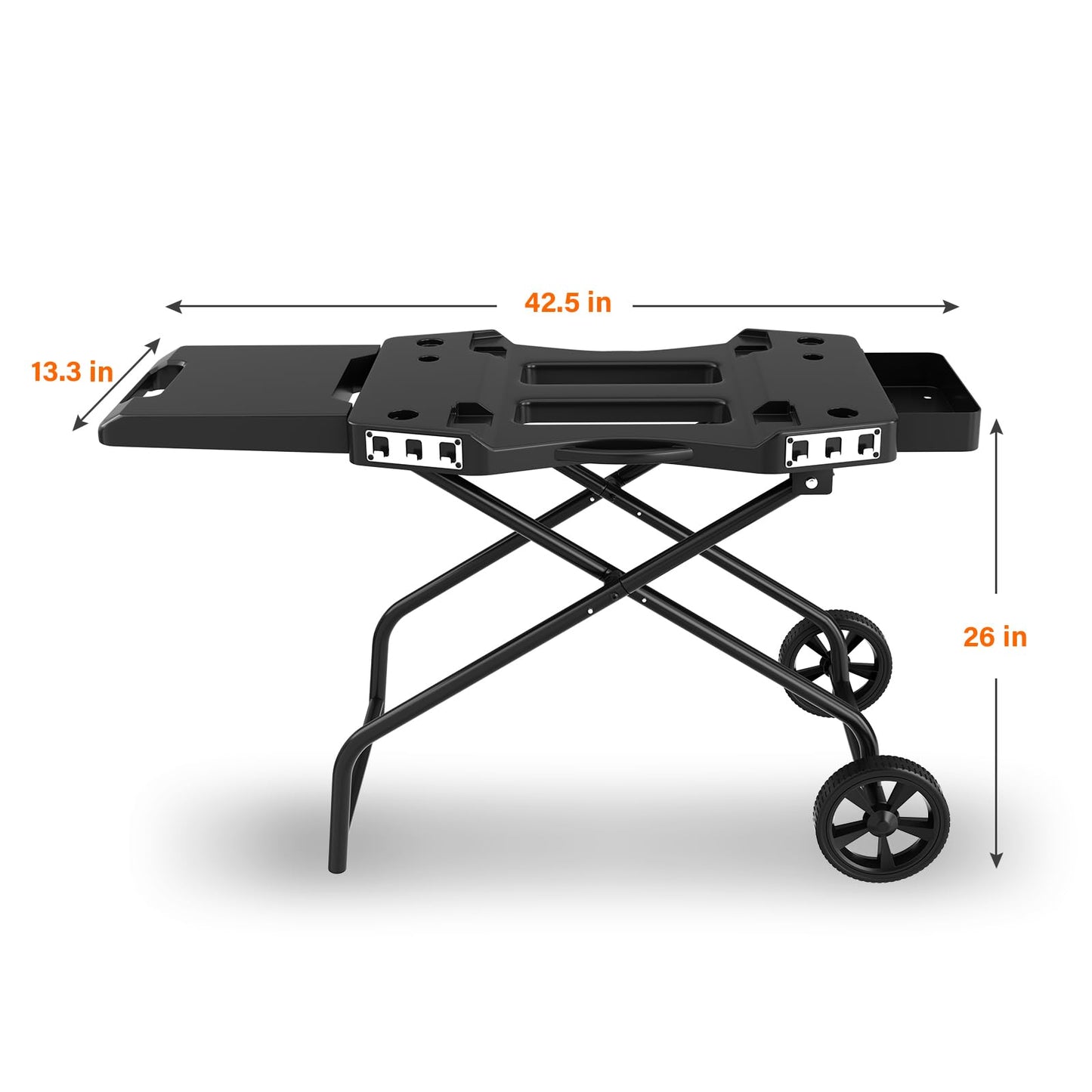 GRILL FORCE Portable Grill Cart for Ninja OG701 OG751, Collapsible Outdoor Grill Stand for Ninja Woodfire Grill, Fits Ninja OG700 Series, Traeger Ranger,Pit Boss 10697/10724 and 22" Blackstone Griddle