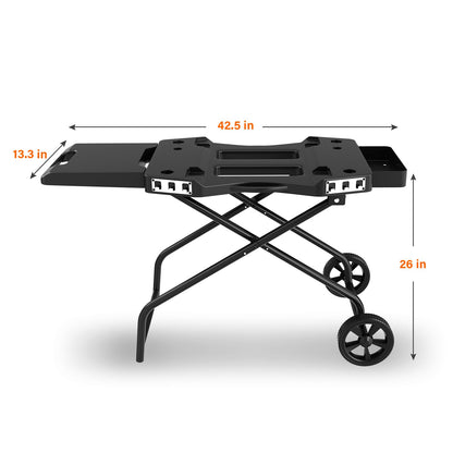 GRILL FORCE Portable Grill Cart for Ninja OG701 OG751, Collapsible Outdoor Grill Stand for Ninja Woodfire Grill, Fits Ninja OG700 Series, Traeger Ranger,Pit Boss 10697/10724 and 22" Blackstone Griddle