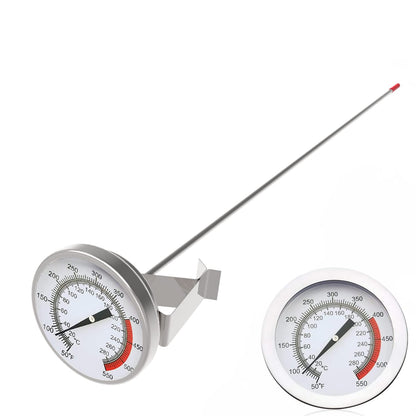 Lightbeam 16" Long Stem Deep Fry Thermometer with Clamp, Instant Read 2" Dial Meat BBQ Thermometer for Deep Fry, Grill, Turkey, Candy, Coffee etc