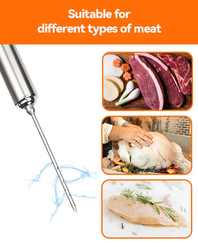 Brigii Meat Injector Syringe, 2oz Turkey Injector Seasoning, 304-Stainless Steel Seasoning Injector with 3 Marinade Needles and 3 Cleaning Brushes for Smoked BBQ Grilling