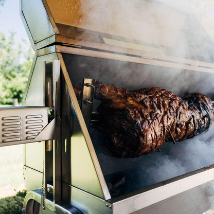 Titan Great Outdoors 13W Stainless Steel Rotisserie Grill Roaster with Glass Hood 85 LB Capacity