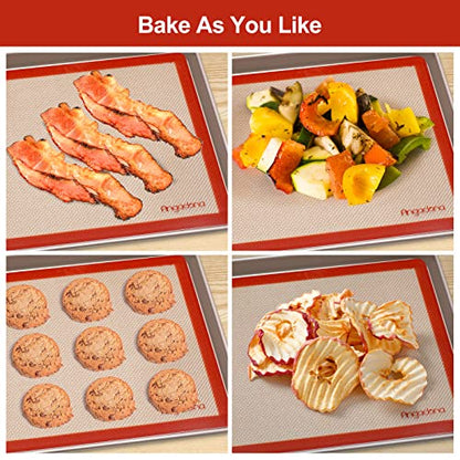 Silicone Baking Mat Set of 6, Easy Clean & Non-Stick Food Grade Reusable Baking Mat, Silicon Baking Mats Oven Liner Sheet, Round & Square Cake Mat, Pastry Board Rolling Dough Mats for Macaron Cookie