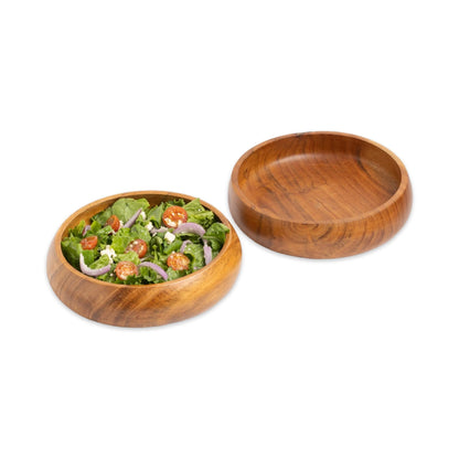 LAVAUX DESIGNS Acacia wooden salad bowls set of 2, large individual bowls 8 x 2 inches (25 oz) with Food safe wood coating | Jointless plates type wood bowl for food