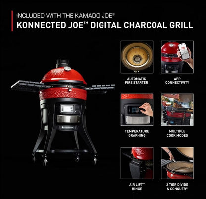 Kamado Joe Konnected Joe Digital Charcoal Grill and Smoker with Auto-Ignition and Temperature Control - KJ15041123