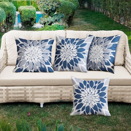 Qahing Outdoor Waterproof Pillow Covers for Patio, 20x20, Blue Grey