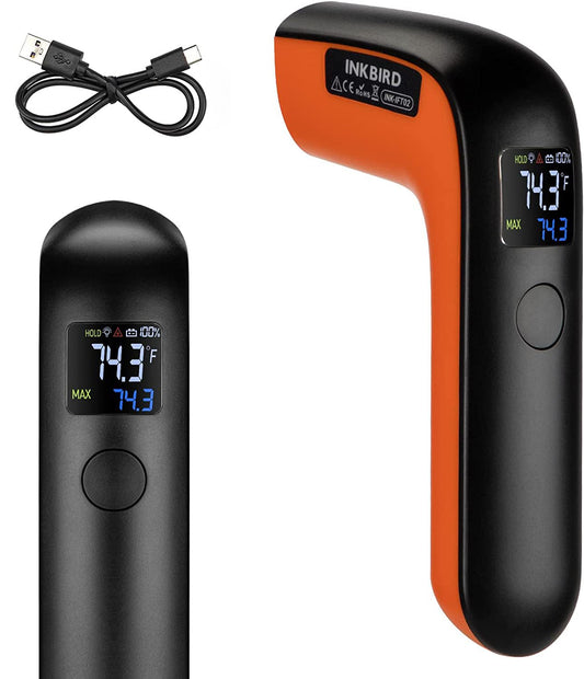 Rechargeable Infrared Thermometer Gun for Cooking -58℉~1022℉| Inkbird Colorful Display Digital Laser Temperature Gun for Pizza Oven Grill Kitchen Home Repairs with Max Measure, ℉ Only (NOT for Human)
