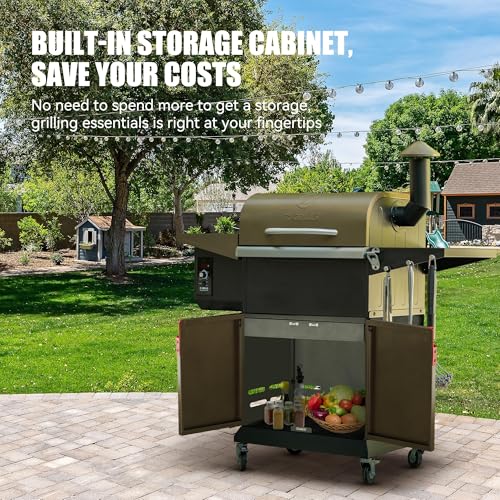 Z GRILLS 8-in-1 Outdoor BBQ Grill with PID 3.0 Controller, Wood Pellet Smoker, Auto Temperature Control, Huge Storage Cabinet Side Shelf with Tool Hooks, 572 sq in Cooking Area for Camping Party
