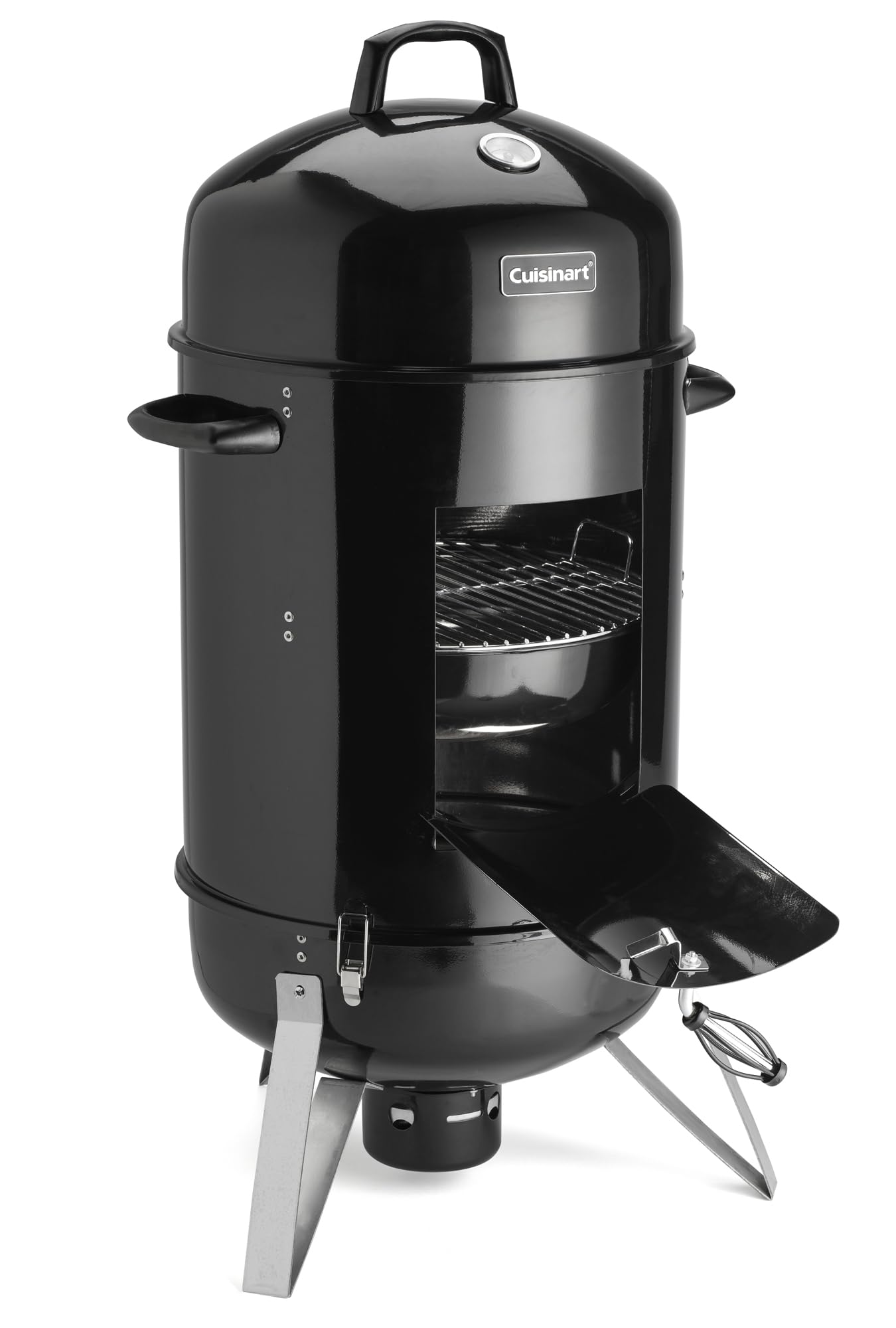 Cuisinart 18” Vertical Charcoal Smoker, Integrated Thermometer, Water Bowl and Dual Vents Perfect for Smoked Brisket, Chrome Plated Grates Smoker Grill for BBQ, Camping, Tailgates