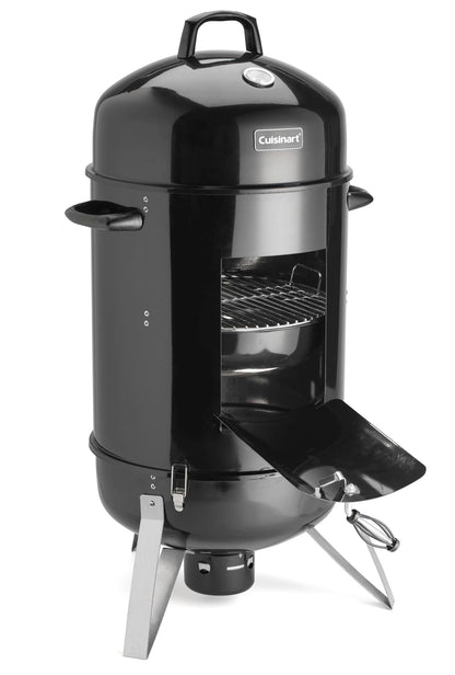 Cuisinart 18” Vertical Charcoal Smoker, Integrated Thermometer, Water Bowl and Dual Vents Perfect for Smoked Brisket, Chrome Plated Grates Smoker Grill for BBQ, Camping, Tailgates