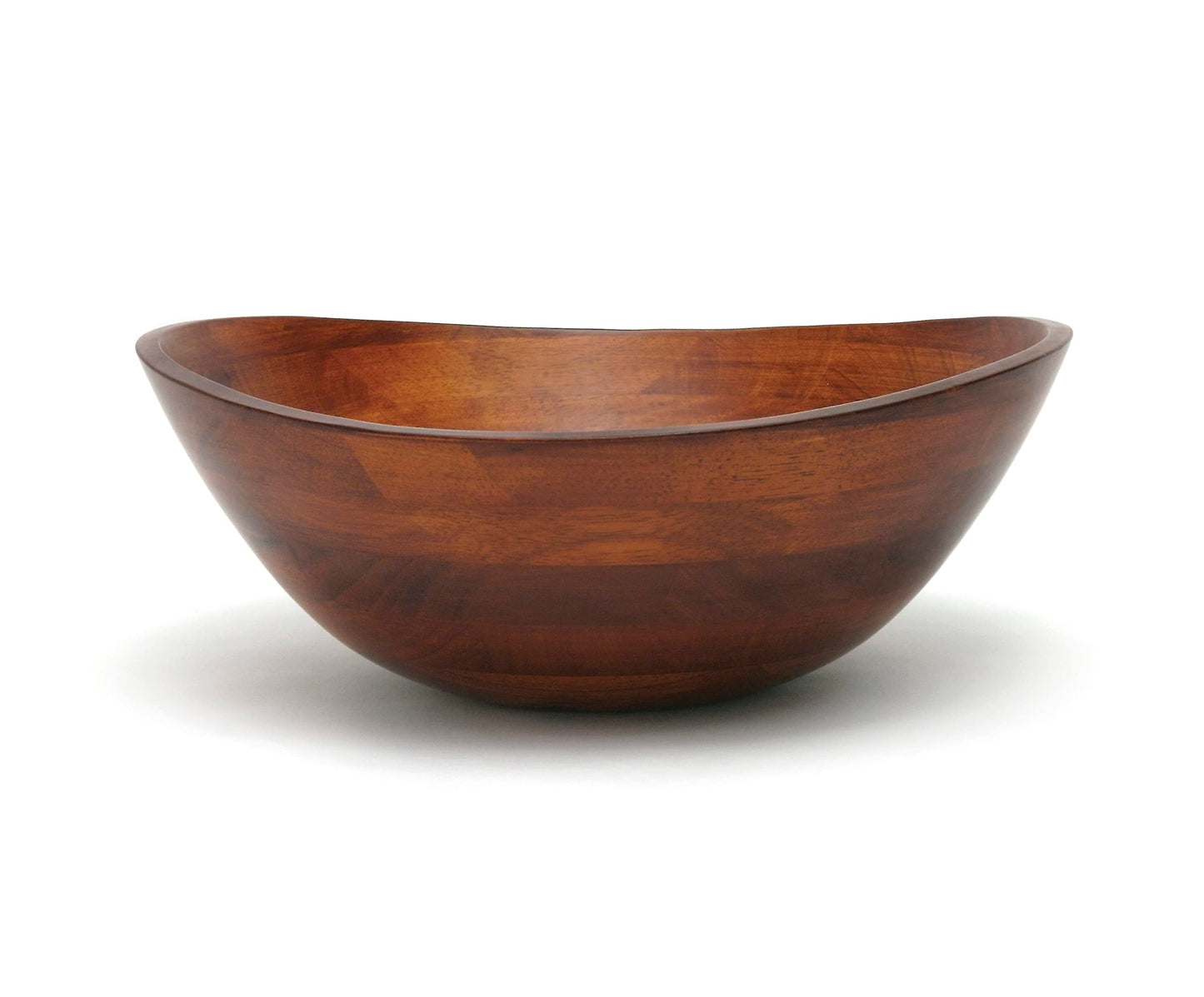 Lipper International Cherry Finished Wavy Rim Serving Bowl for Fruits or Salads, Matte, Large, 13" x 12.5" x 5", Single Bowl