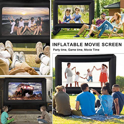 GZKYYLEGS Inflatable Projector Screen 14ft Inflatable Movie Screen Outdoor with Air Blower and Storage Bag, Easy Set up, Front and Rear Projection for Outdoor Movie Night Backyard Pool Fun