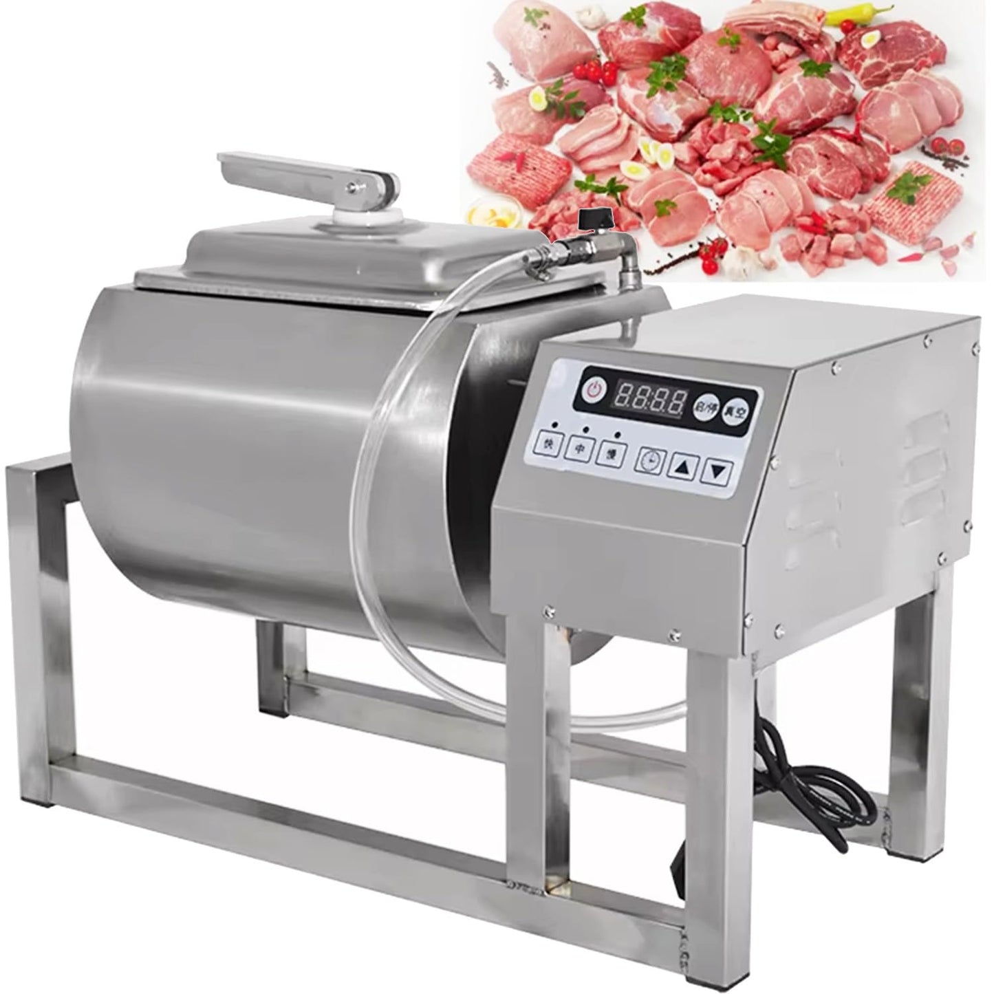 RETRIN Stainless Steel Food-Grade Tumbler Marinator 36lb/18L 15 Minute Vacuum Tumbler Marinating Machine for Meat Vegetable Jerky Sausage Bacon w/Bidirectional Rotation & 3-Speed Control