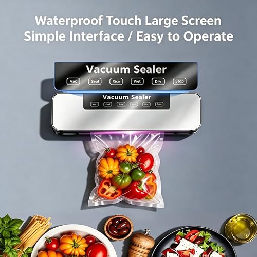 Food Vacuum Sealer for Kitchen Storage, Meal Prep, and Keeping Food Fresh,Automatic food freshness-preserving machine, 85 kPa strong suction power,Comes with 10 bags