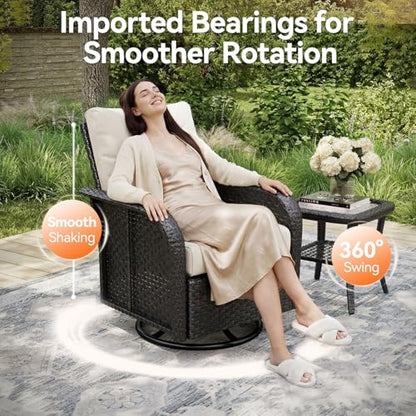 Aoxun 12-Piece Patio Furniture Set with 44'' Fire Pit Table, Luxury Outdoor Patio Furniture Set with 360° Swivel Chairs, Patio Conversation Set for Backyard, Poolside & Garden, Black/Beige