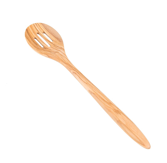 Lipper International Olive Wood Slotted Spoon for Cooking, Mixing, and Serving, 14" Long