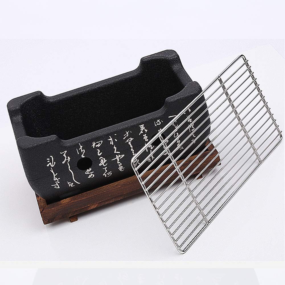 Japanese Style BBQ Grill, Mini Portable Barbecue Stove Japanese Food Charcoal Stove with Wire Mesh Grill and Base, for Yakiniku, Robata, Yakitori, Takoyaki and BBQ