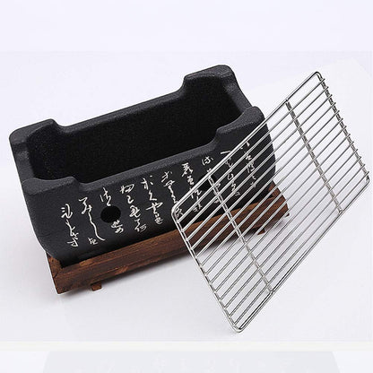 Japanese Style BBQ Grill, Mini Portable Barbecue Stove Japanese Food Charcoal Stove with Wire Mesh Grill and Base, for Yakiniku, Robata, Yakitori, Takoyaki and BBQ