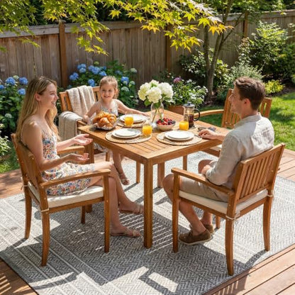 Devoko 5 Pieces Patio Table and Chairs Set Acacia Wood Outdoor Furniture