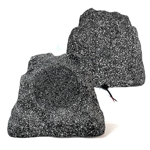 Herdio 8" Outdoor Rock Passive Speakers 600 Watt,IPX7 Waterproof,Hardwired, for Pool,Garden,Deck,Outdoor Activities (Black,Pair)