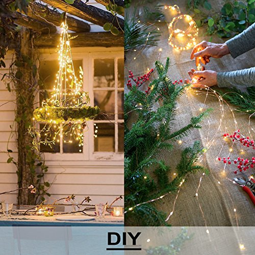 soltuus Solar Fairy String Lights Outside, Multi Strand 180 LEDs Watering Can Light for Outdoor, Waterproof Solar Powered Waterfall Lights, Firefly Bunch Lights for Garden Decor, Warm White