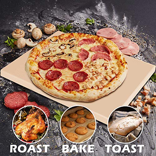 Royal Gourmet KSF1507 2 Piece Pizza Stone Set for Grill and Oven, 15 Inch Rectangular Pizza Stone and Pizza Peel, Baking Accessories