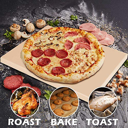 Royal Gourmet KSF1507 2 Piece Pizza Stone Set for Grill and Oven, 15 Inch Rectangular Pizza Stone and Pizza Peel, Baking Accessories