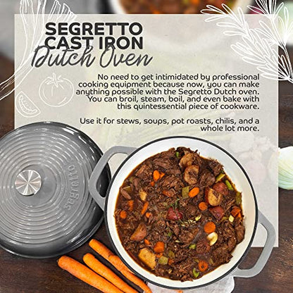 Segretto Cookware Enameled Cast Iron Dutch Oven, 6 Quarts, Light Green