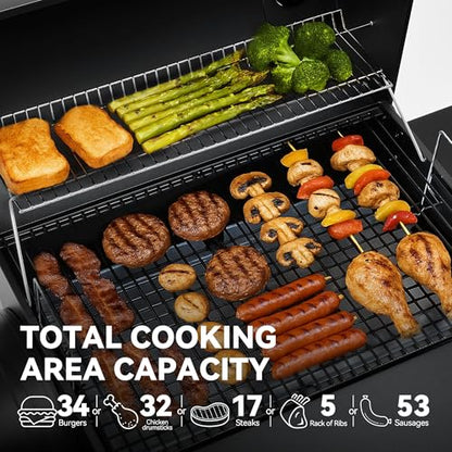Royal Gourmet CC1830SC Charcoal Grill Offset Smoker with Cover, 823 Square Inches, Black, Perfect for Backyard Cooking, Outdoor Camping