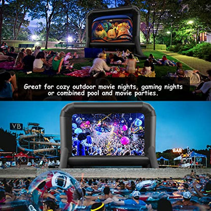 16 FT Inflatable Projector Screen for Outdoor Movies - Easy Setup Blow-Up Screen with Quiet Fan for Outdoor Movie Nights, Backyard Events, and Parties (Dual Support)