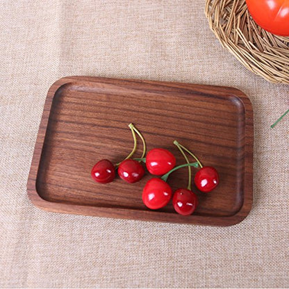 6 Pack Solid Wood Serving Platters and Trays of Natural Wood with Edge,Rectangular Avoid Sliding and Spilling Food