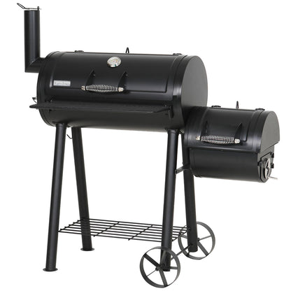 GREEN PARTY BBQ Charcoal Grill with Offset Smoker, 2 in 1 Smoker and Charcoal Grill combo, 512 Square Inch Space Barrel Charcoal Smoker Grill for Outdoor Camping Patio Backyard Cooking, Medium