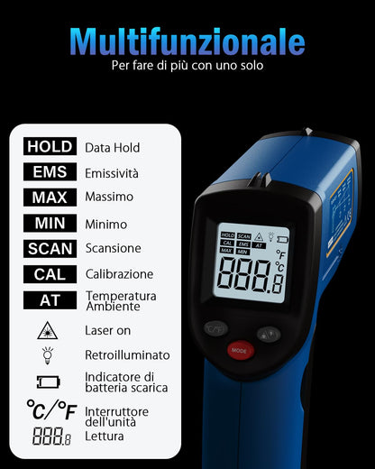 Benetech Infrared Thermometer Laser Temperature Gun, Digital Surface Heat Temp Gun Non-Contact for Cooking Food, Pizza Oven, Griddle Meat, Refrigerator, HVAC, Grill, Engine -58℉~986℉ (GM531)